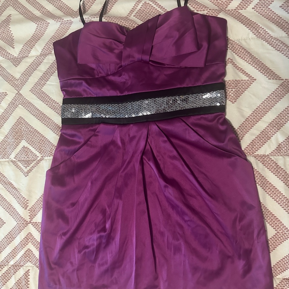 Wet Seal Purple Mini Dress with Silver Sequin Band